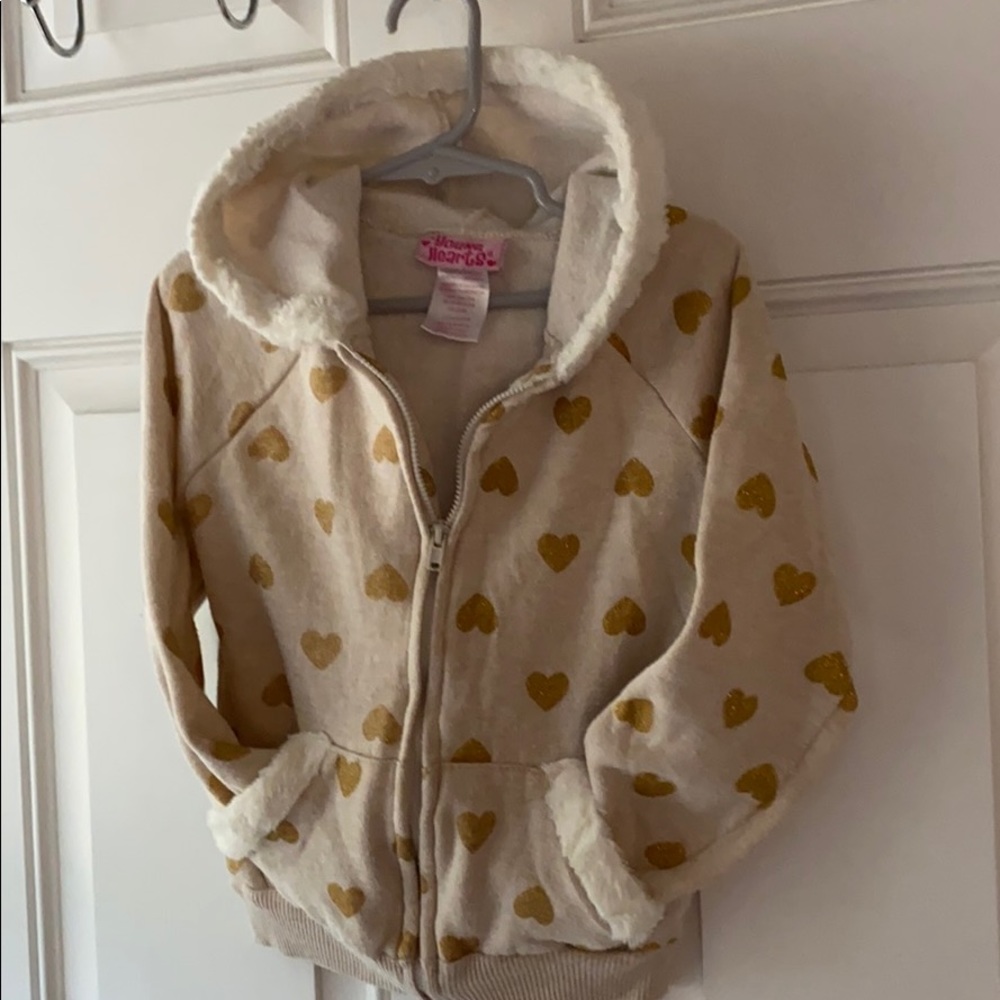 ✨💛Gold Glittery Hearts💛✨Girl’s Fleece Jacket Sz6